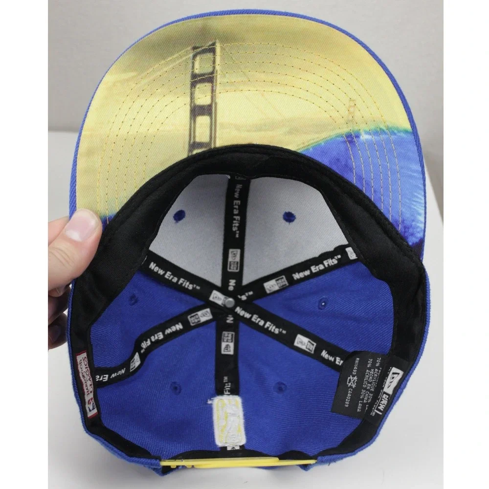 New Era Golden State Warriors Snapback Hat NBA Hardwood Classics Blue Yellow Cap